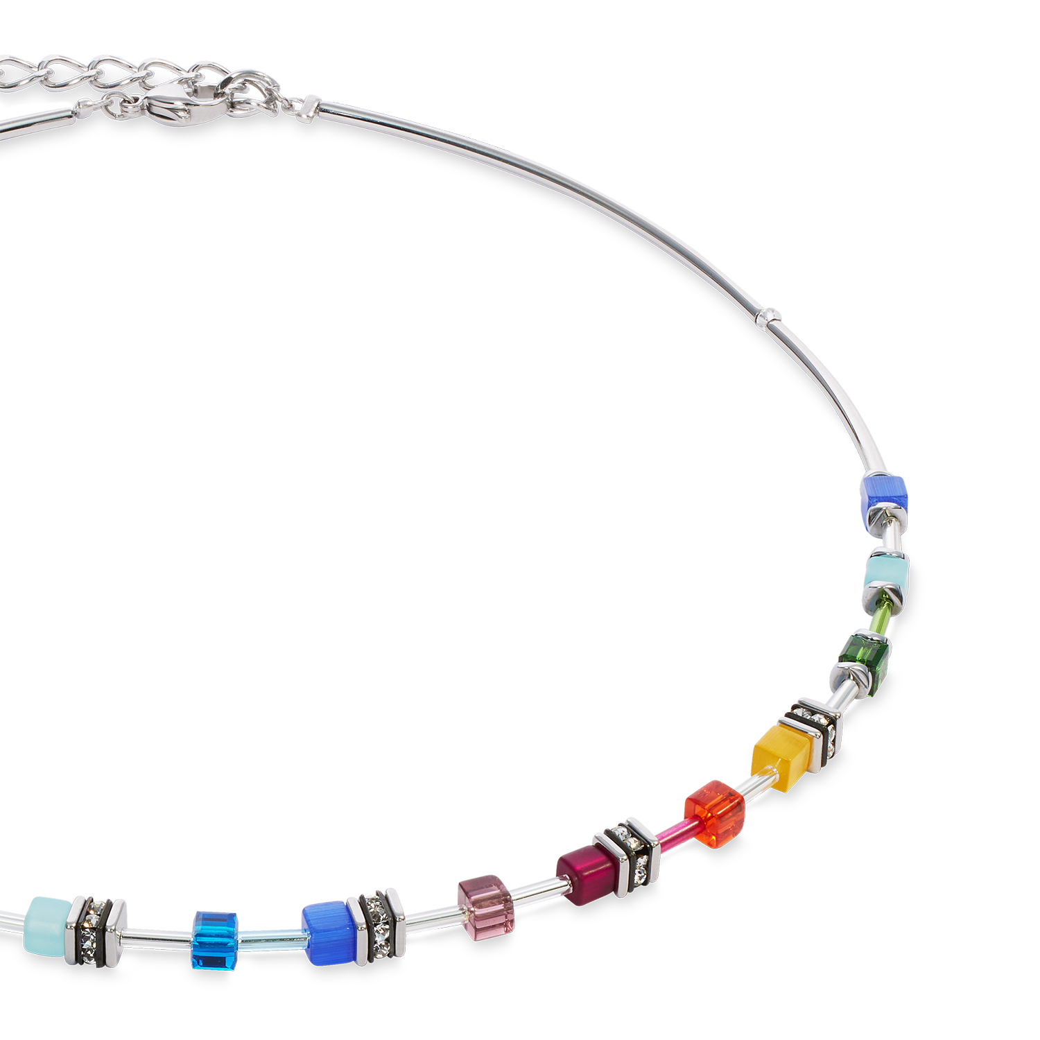 Collier GeoCUBE® Lite Mini Rainbow argent