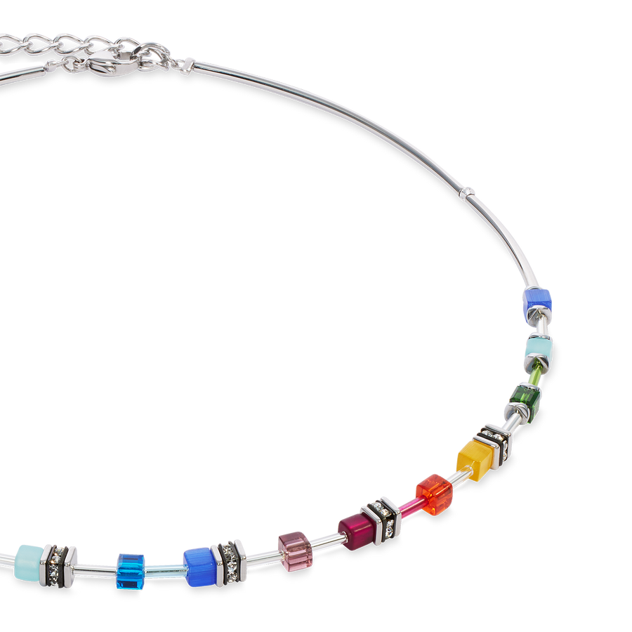 Collier GeoCUBE® Lite Mini Rainbow argent