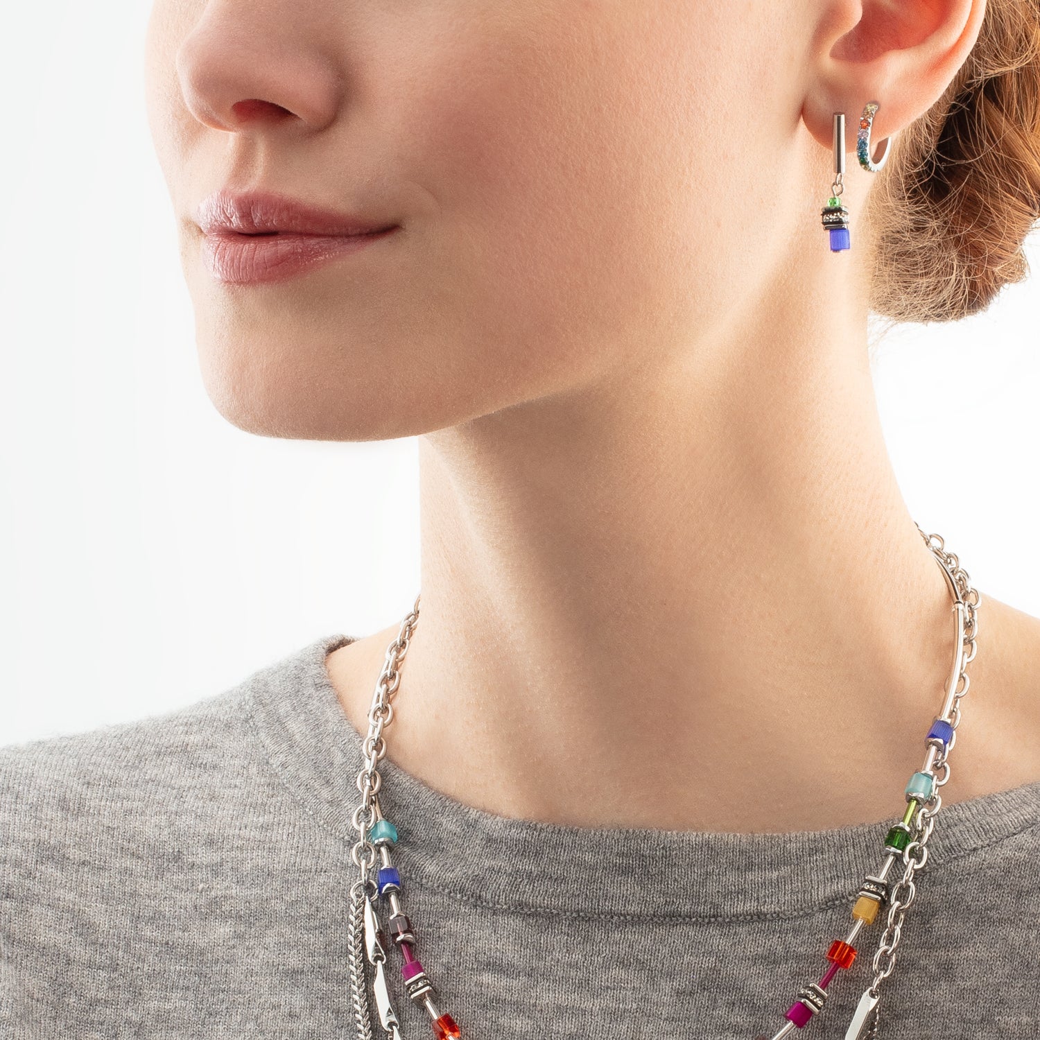 Boucles d'oreilles GeoCUBE® Lite Mini Rainbow argent