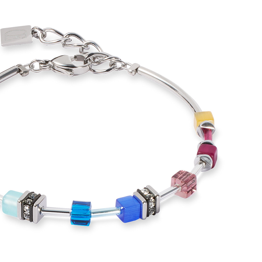 Bracelet GeoCUBE® Lite Mini Rainbow argent