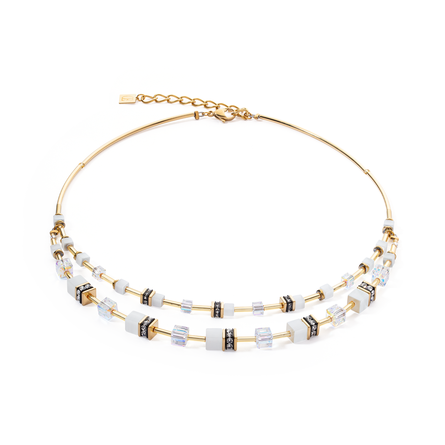 Collier GeoCUBE® Iconic Layer or-blanc