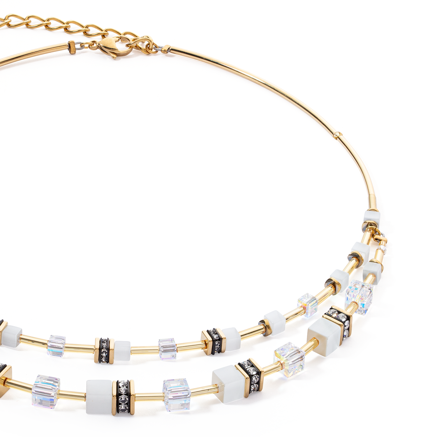 Collier GeoCUBE® Iconic Layer or-blanc