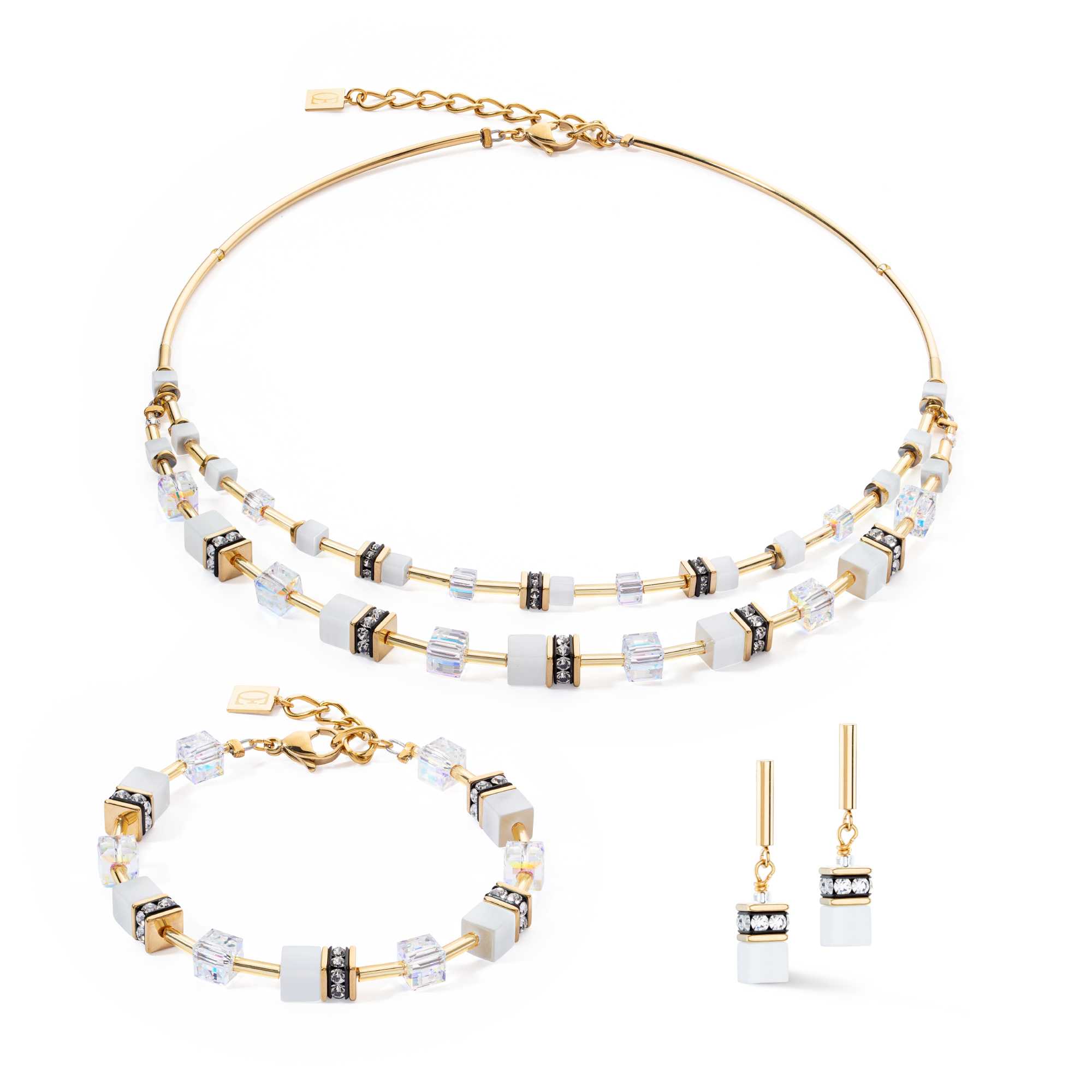 Collier GeoCUBE® Iconic Layer or-blanc