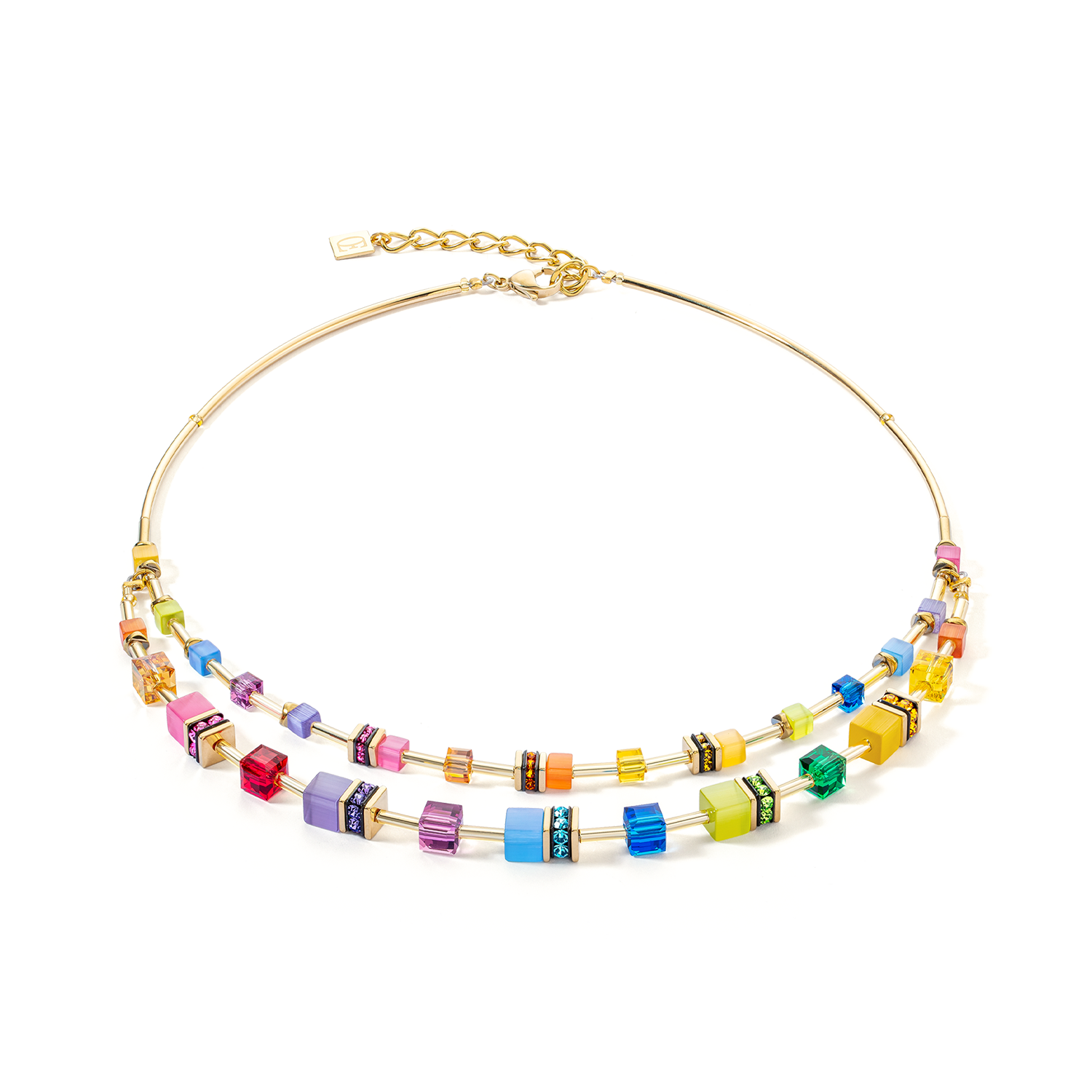 Collier GeoCUBE® Iconic Layer or-rainbow