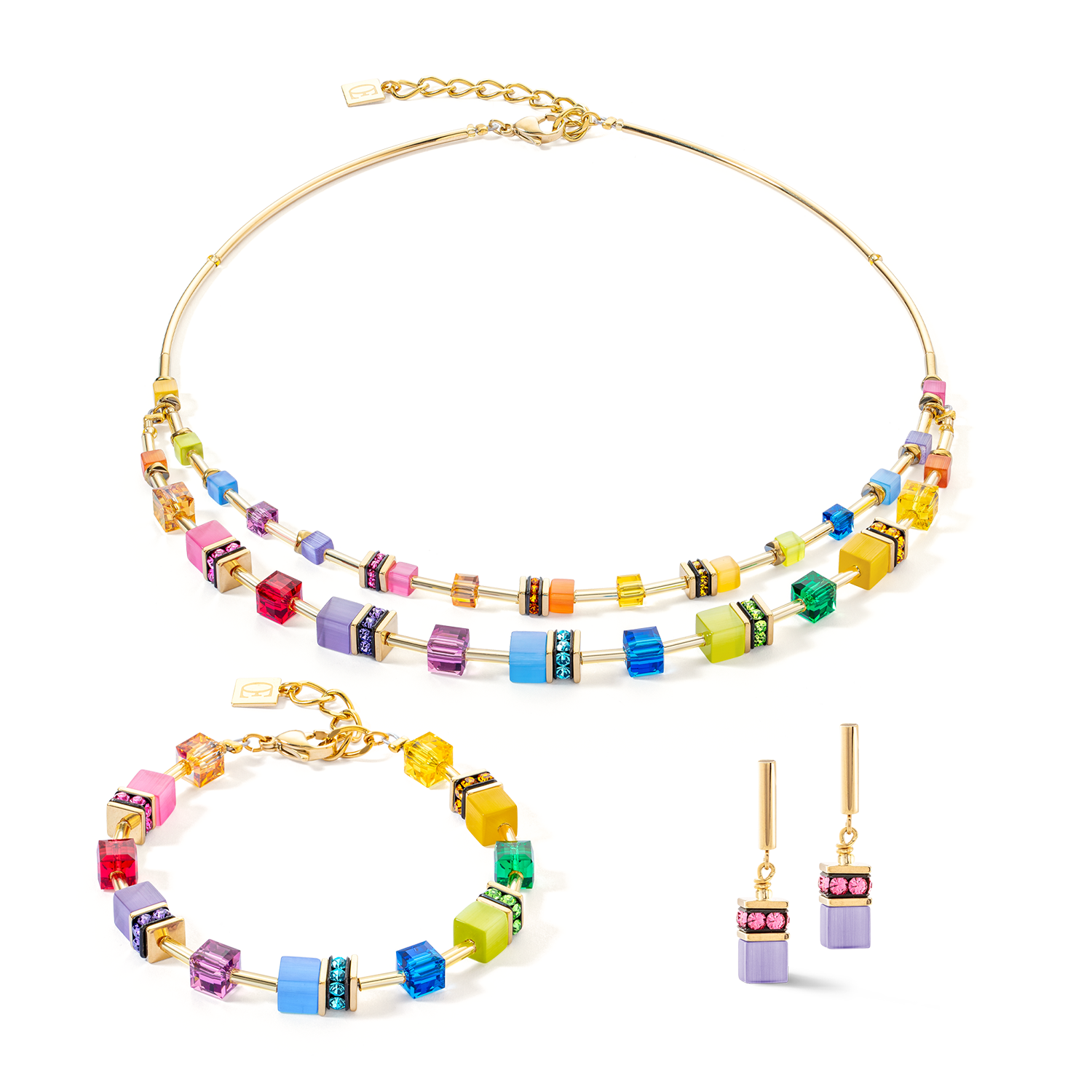 Collier GeoCUBE® Iconic Layer or-rainbow