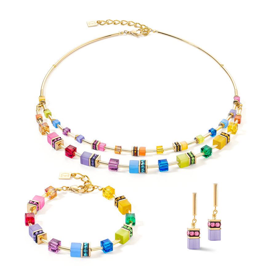 Collier GeoCUBE® Iconic Layer or-rainbow