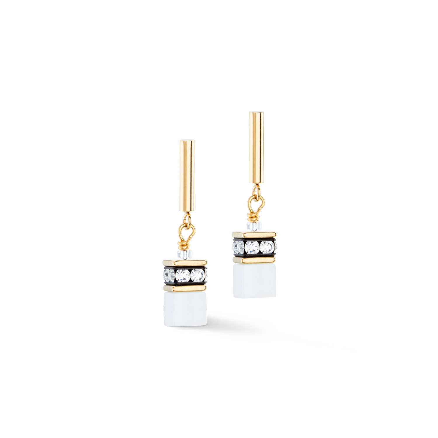 Boucles d'oreilles GeoCUBE® Iconic Layer or-blanc