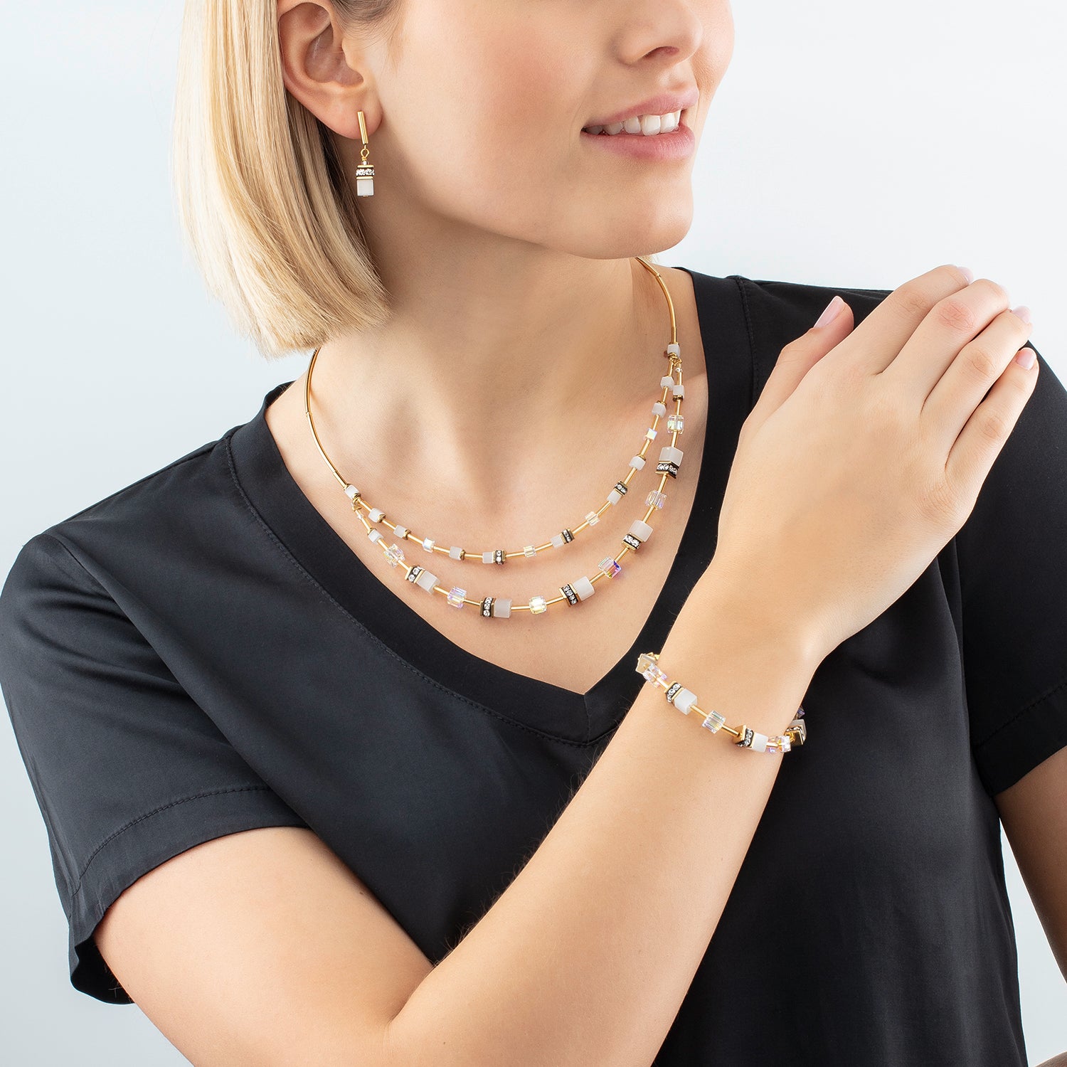 Bracelet GeoCUBE® Iconic Layer or-blanc