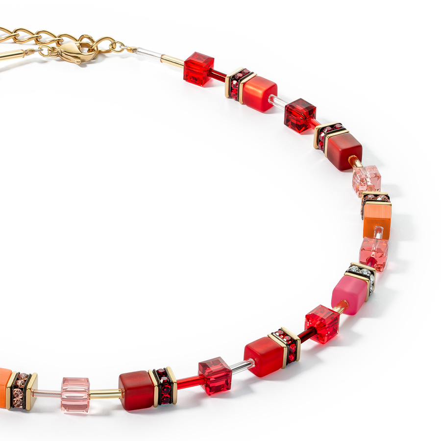 Collier GeoCUBE® Iconic or rouge