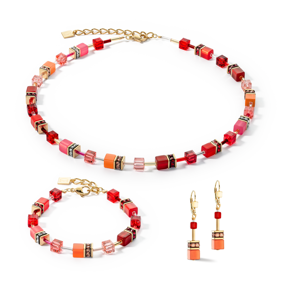 Collier GeoCUBE® Iconic or rouge