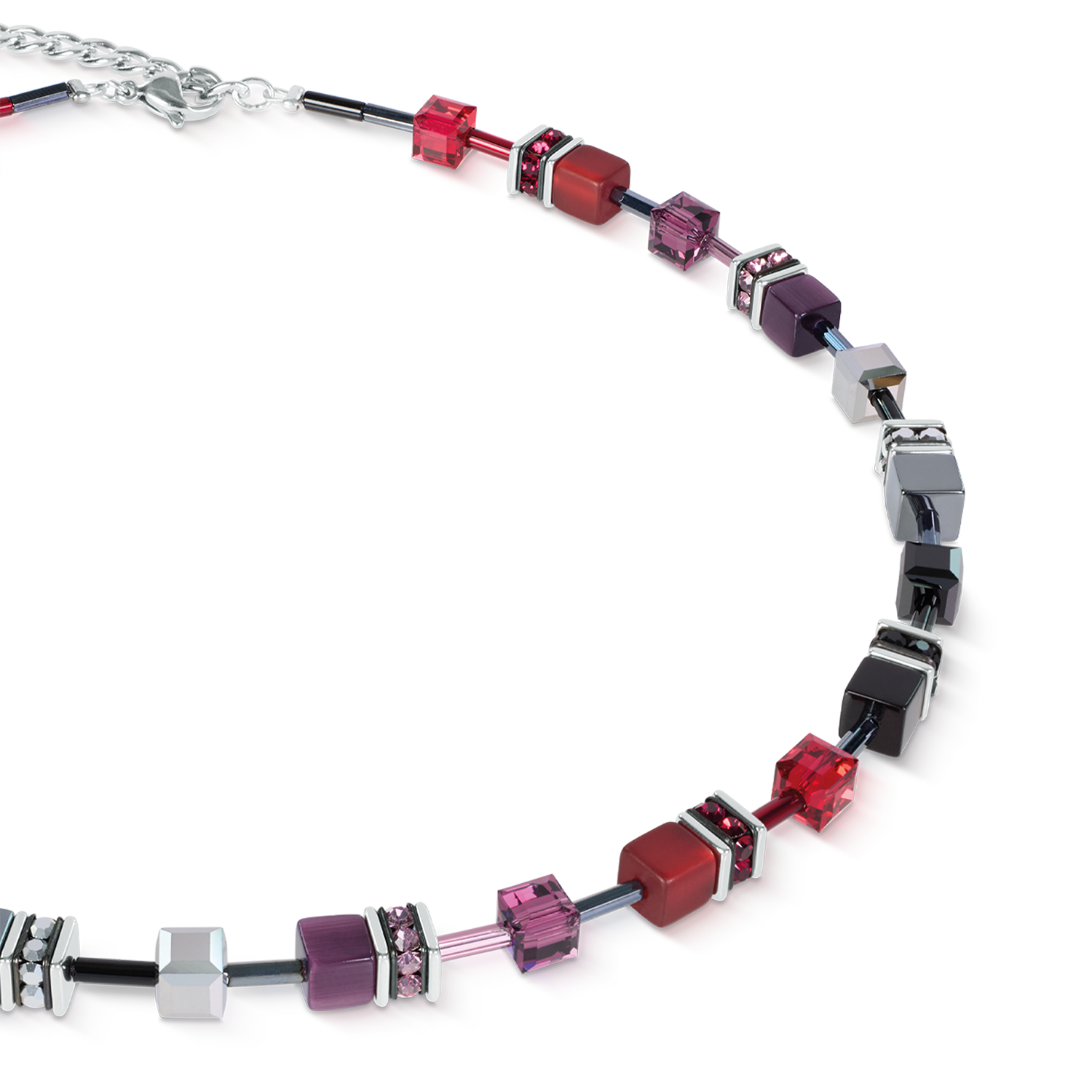 Collier GeoCUBE® Iconic Ruby Noir argent