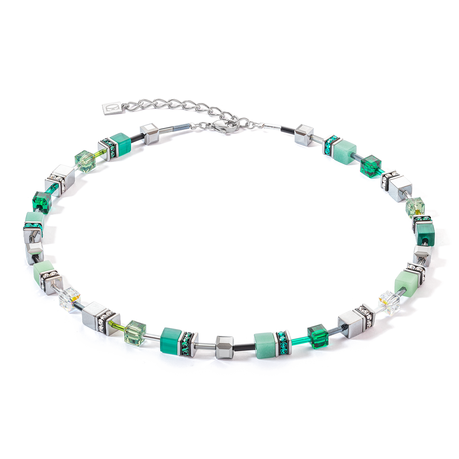 Collier GeoCUBE® Iconic argent-vert