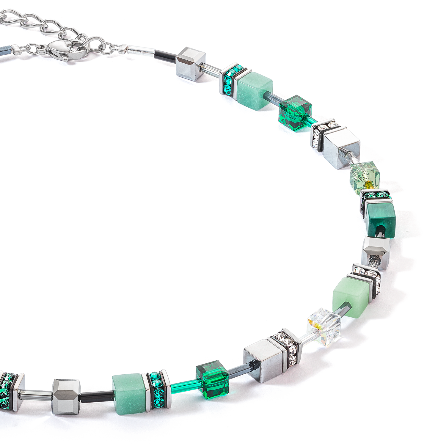 Collier GeoCUBE® Iconic argent-vert