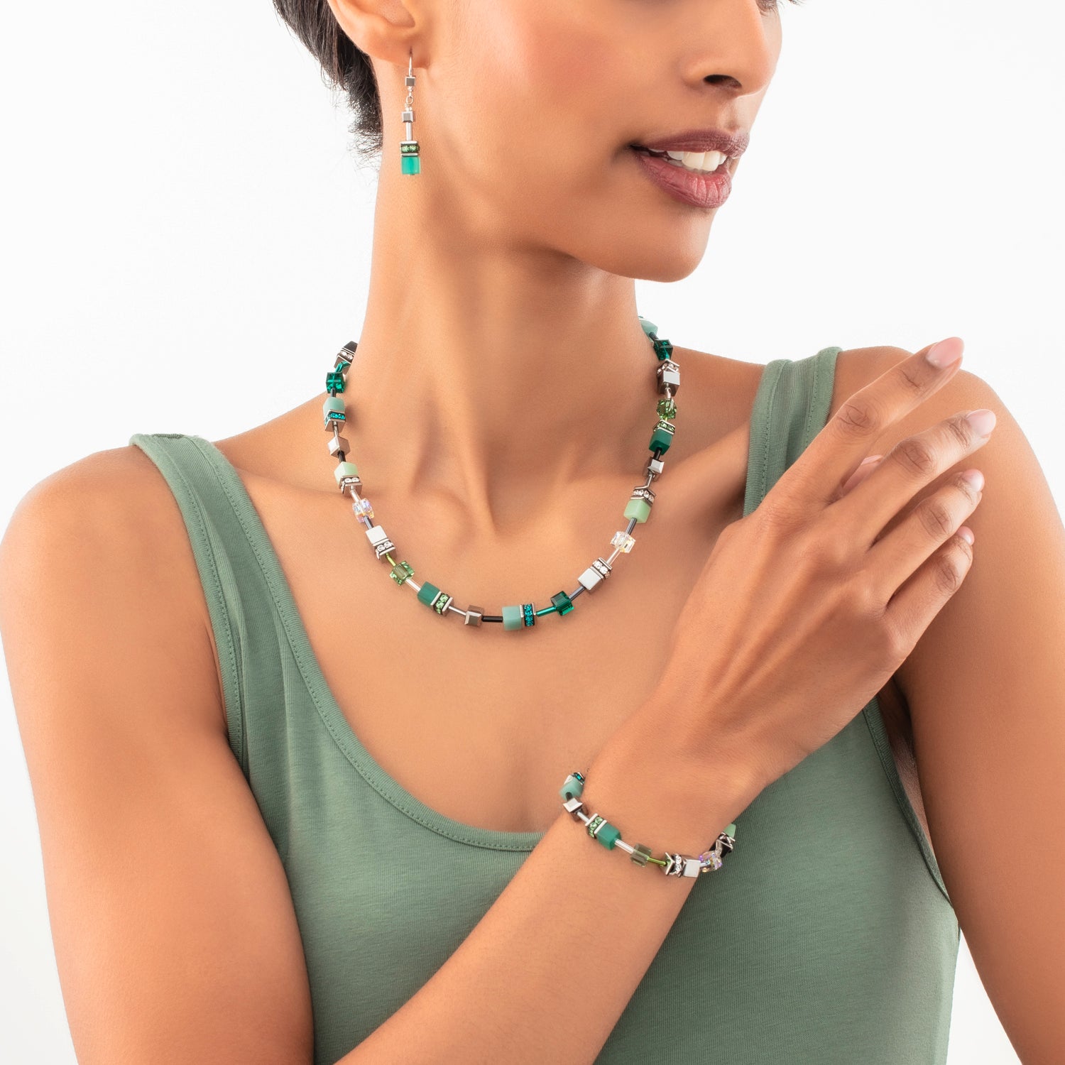 Collier GeoCUBE® Iconic argent-vert