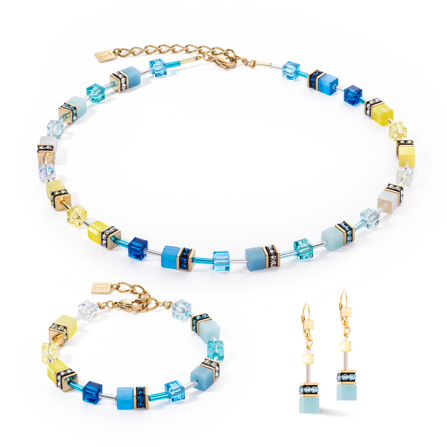Collier GeoCUBE® Iconic turquoise-jaune