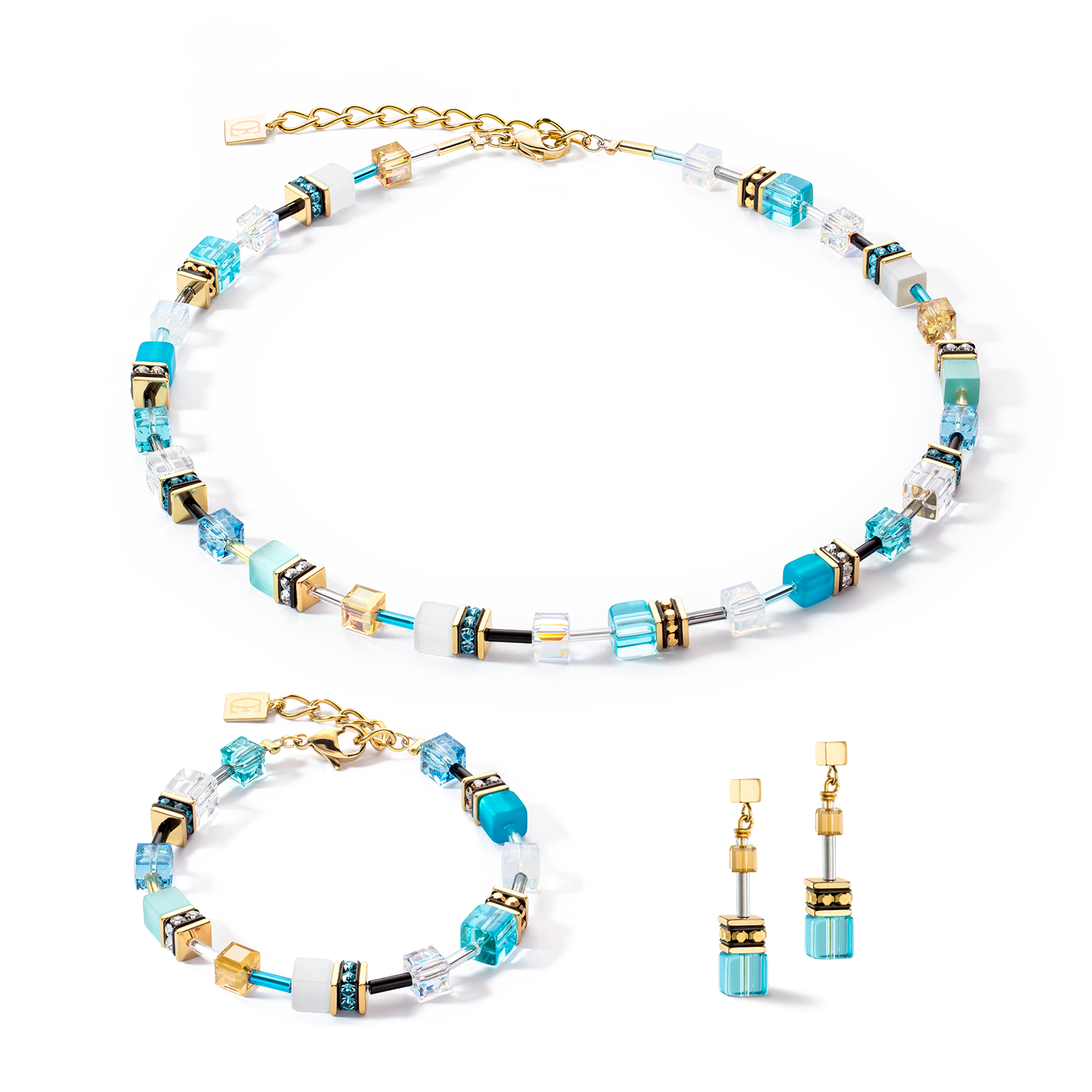 Collier GeoCUBE® Iconic or turquoise