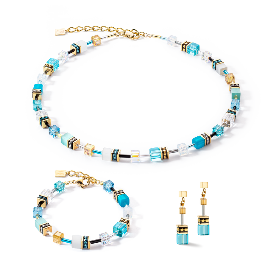 Collier GeoCUBE® Iconic or turquoise