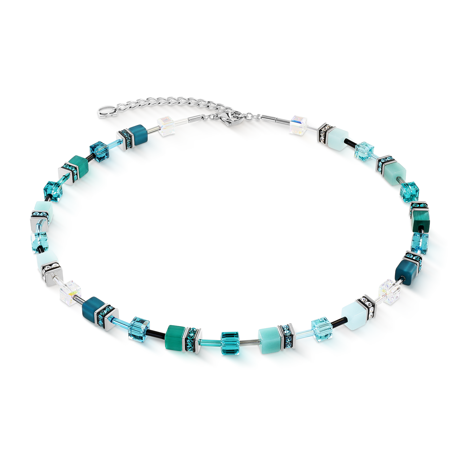Collier GeoCUBE® Iconic Teal argent