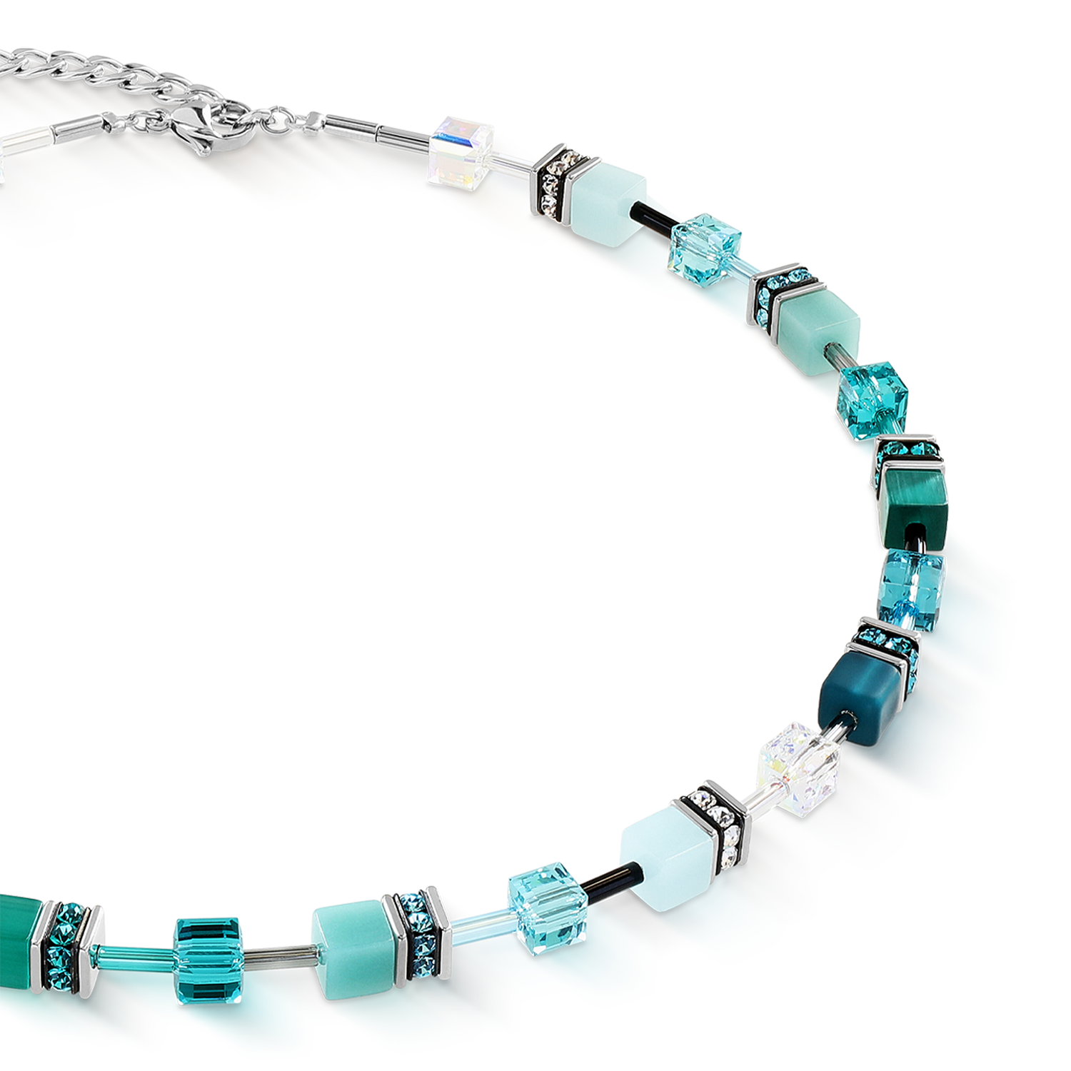 Collier GeoCUBE® Iconic Teal argent