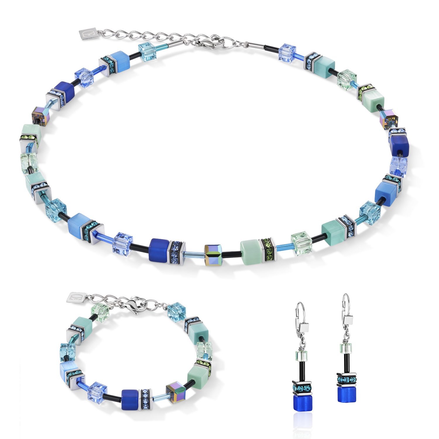 Collier GeoCUBE® bleu-vert