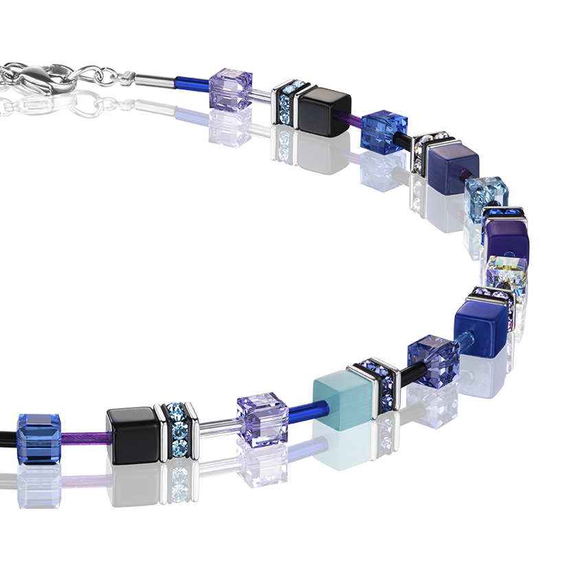Collier GeoCUBE® bleu-mauve