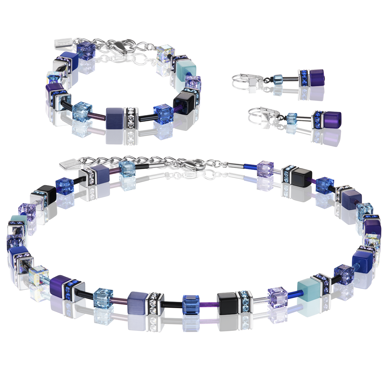 Collier GeoCUBE® bleu-mauve