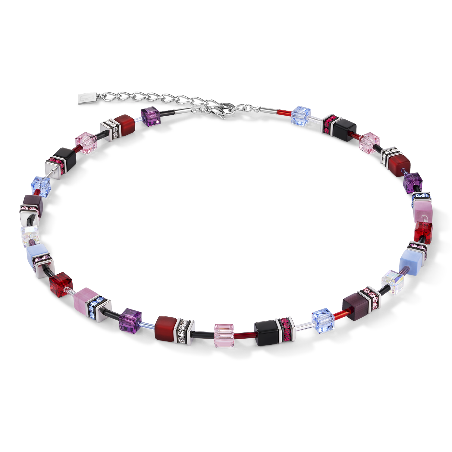 Collier GeoCUBE® mauve-rouge-blue