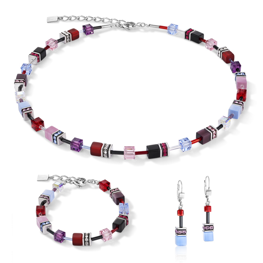 Collier GeoCUBE® mauve-rouge-blue