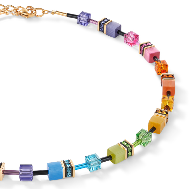 Collier GeoCUBE® multicolore rainbow gold