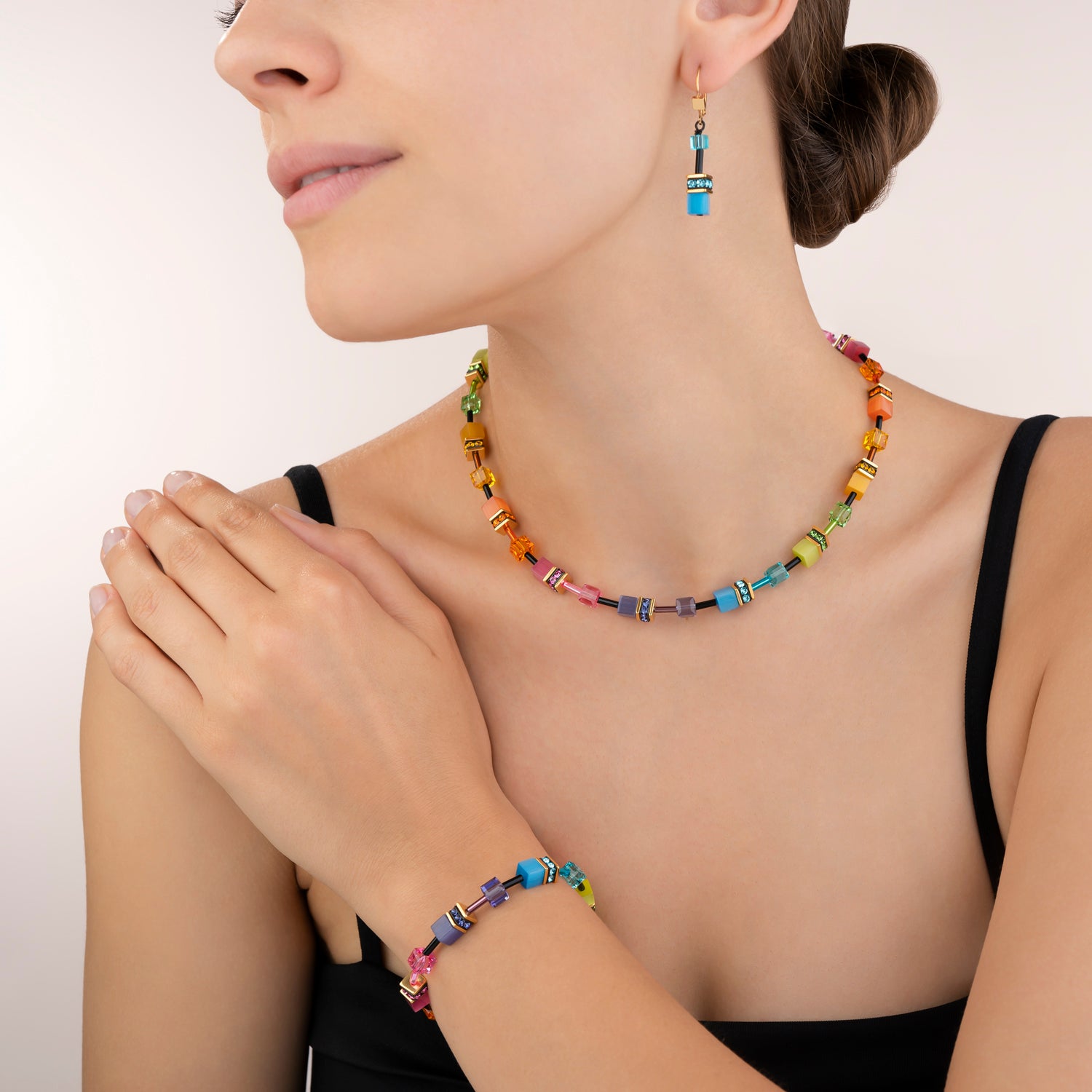 Collier GeoCUBE® multicolore rainbow gold