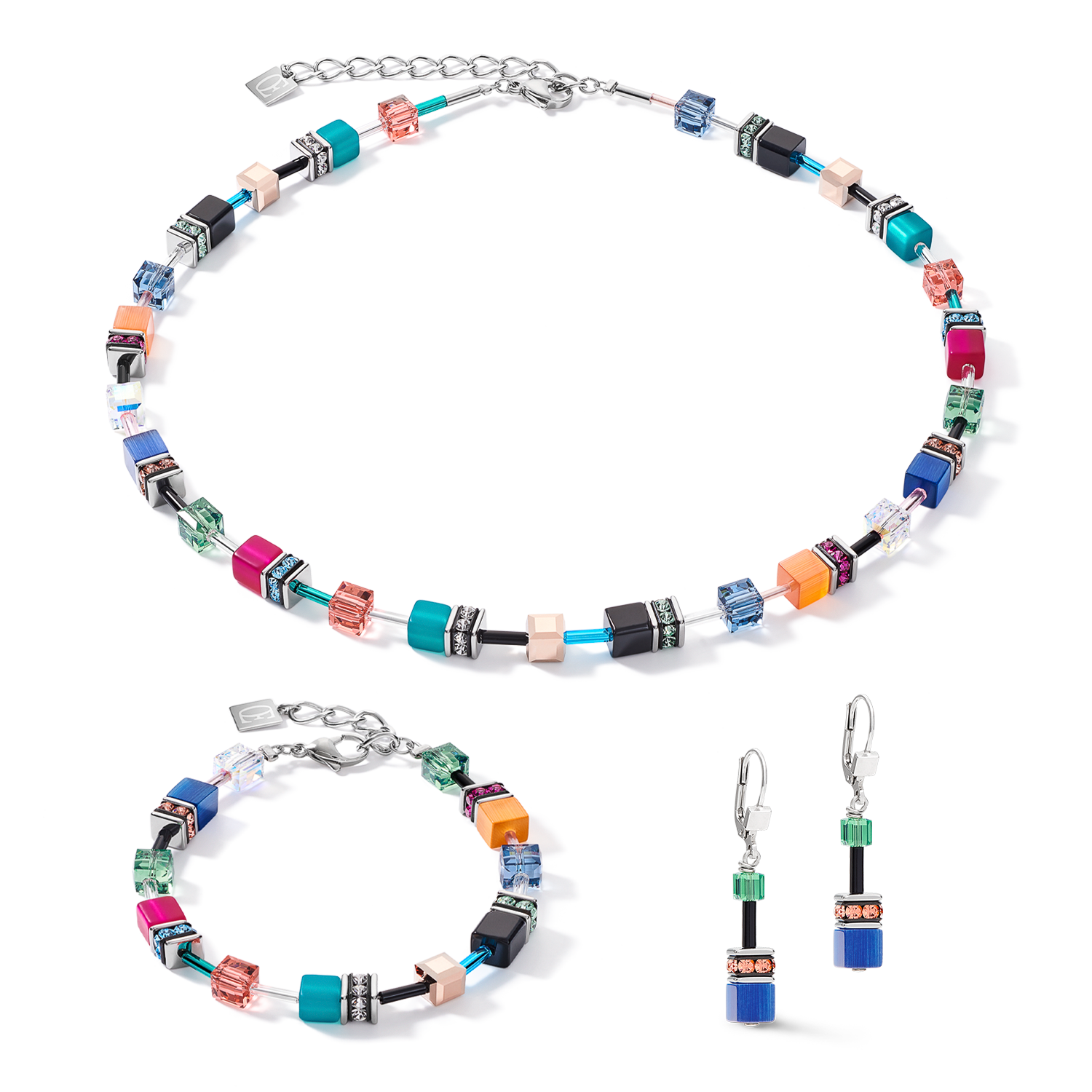 Collier GeoCUBE® multicolore ethno