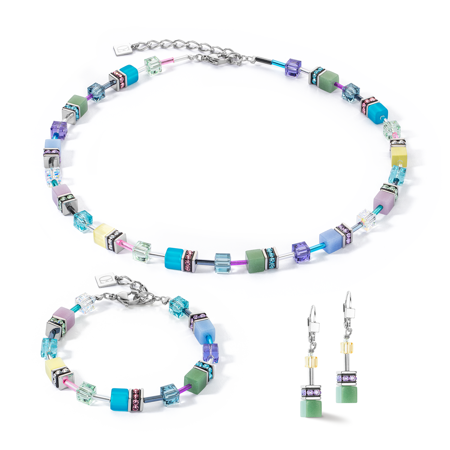 Collier GeoCUBE® Iconic argent-ice pastels