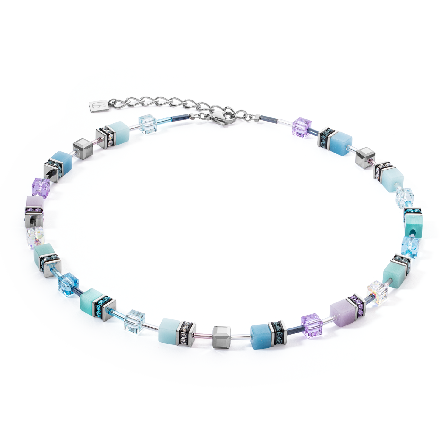 Collier GeoCUBE® Iconic aqua-lilas