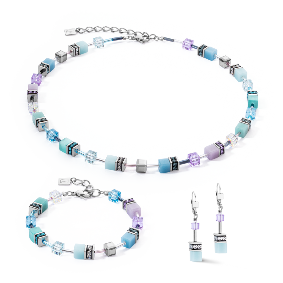 Collier GeoCUBE® Iconic aqua-lilas