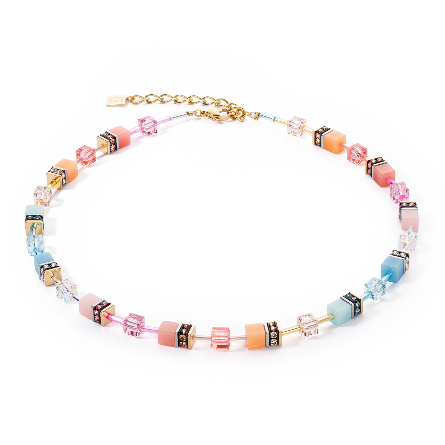 Collier GeoCUBE® Iconic aqua-apricot