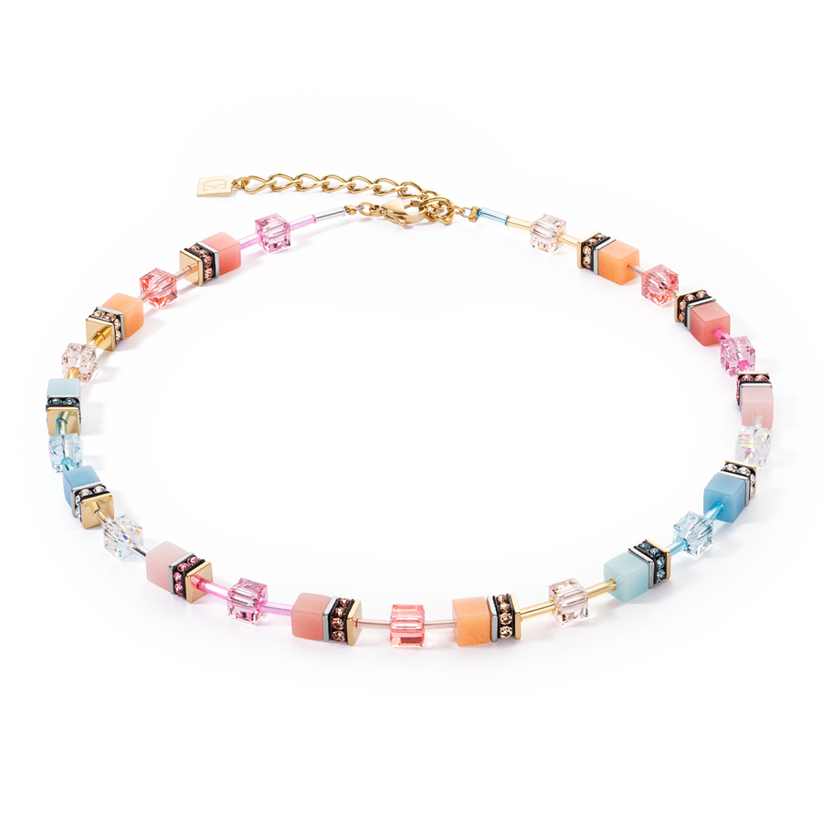 Collier GeoCUBE® Iconic aqua-apricot