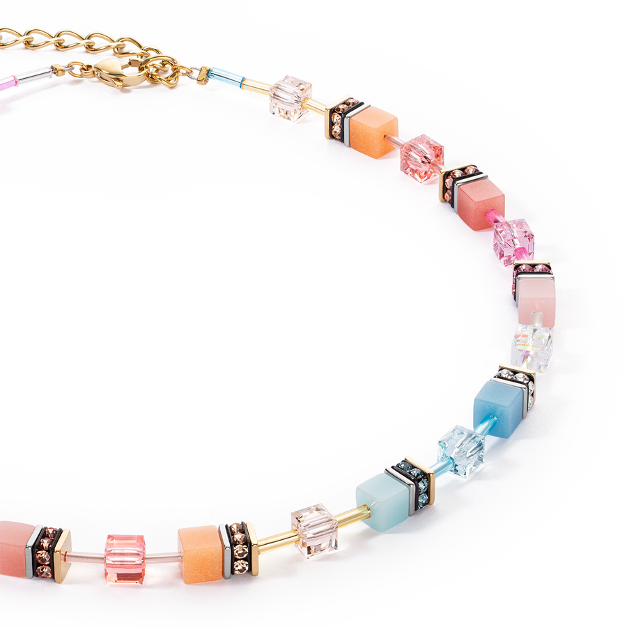 Collier GeoCUBE® Iconic aqua-apricot
