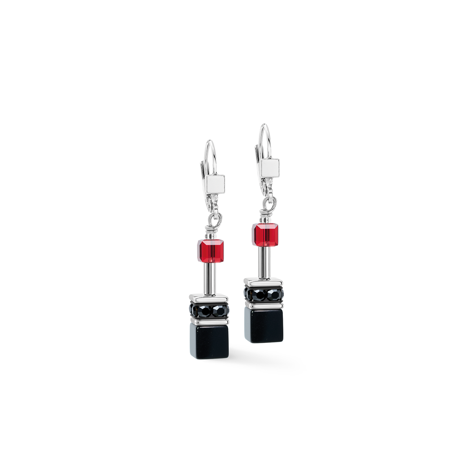 Boucles d'oreilles GeoCUBE® Iconic Ruby Noir argent