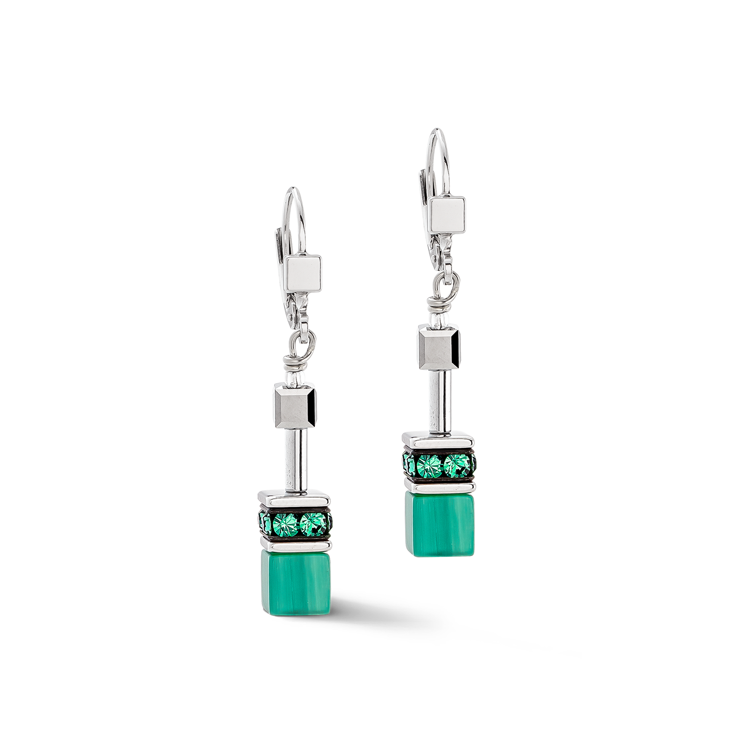 Boucles d'oreilles GeoCUBE® Iconic vert argent