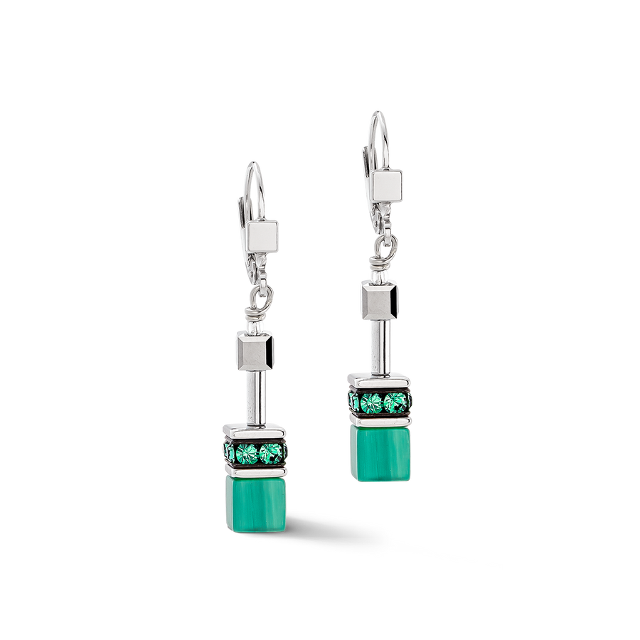 Boucles d'oreilles GeoCUBE® Iconic vert argent