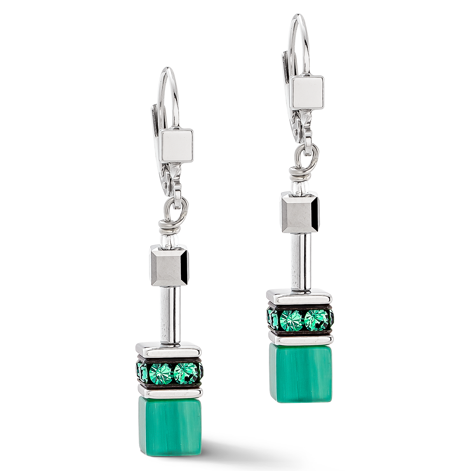 Boucles d'oreilles GeoCUBE® Iconic vert argent