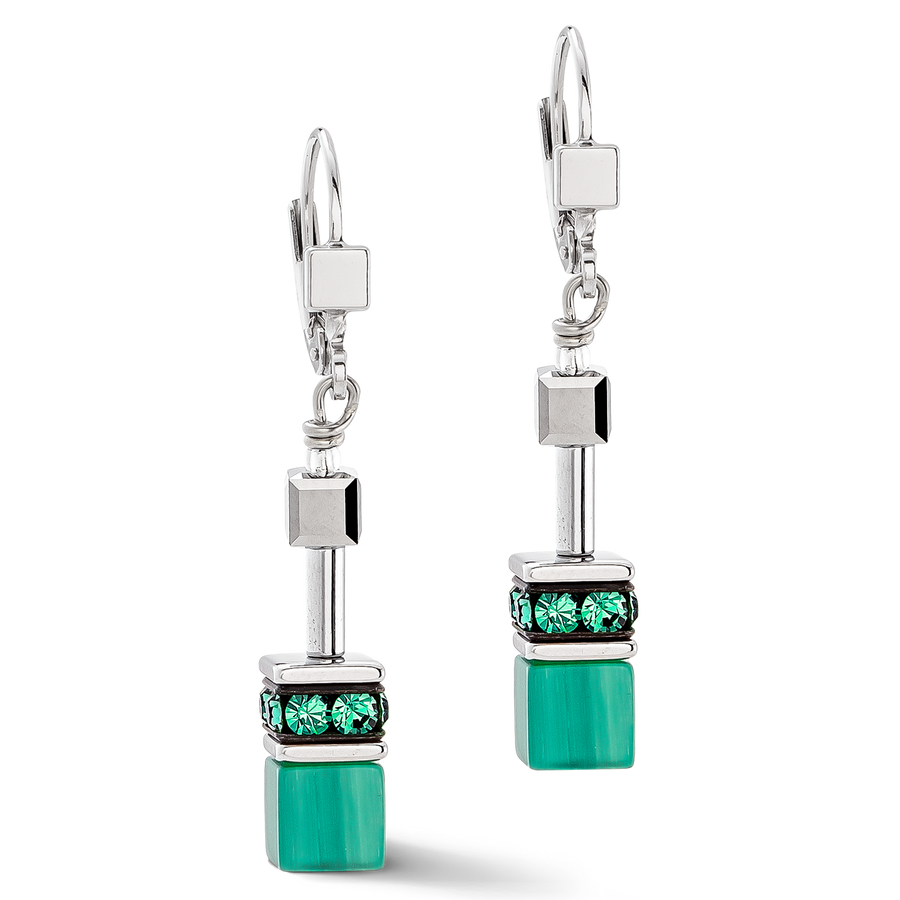 Boucles d'oreilles GeoCUBE® Iconic vert argent