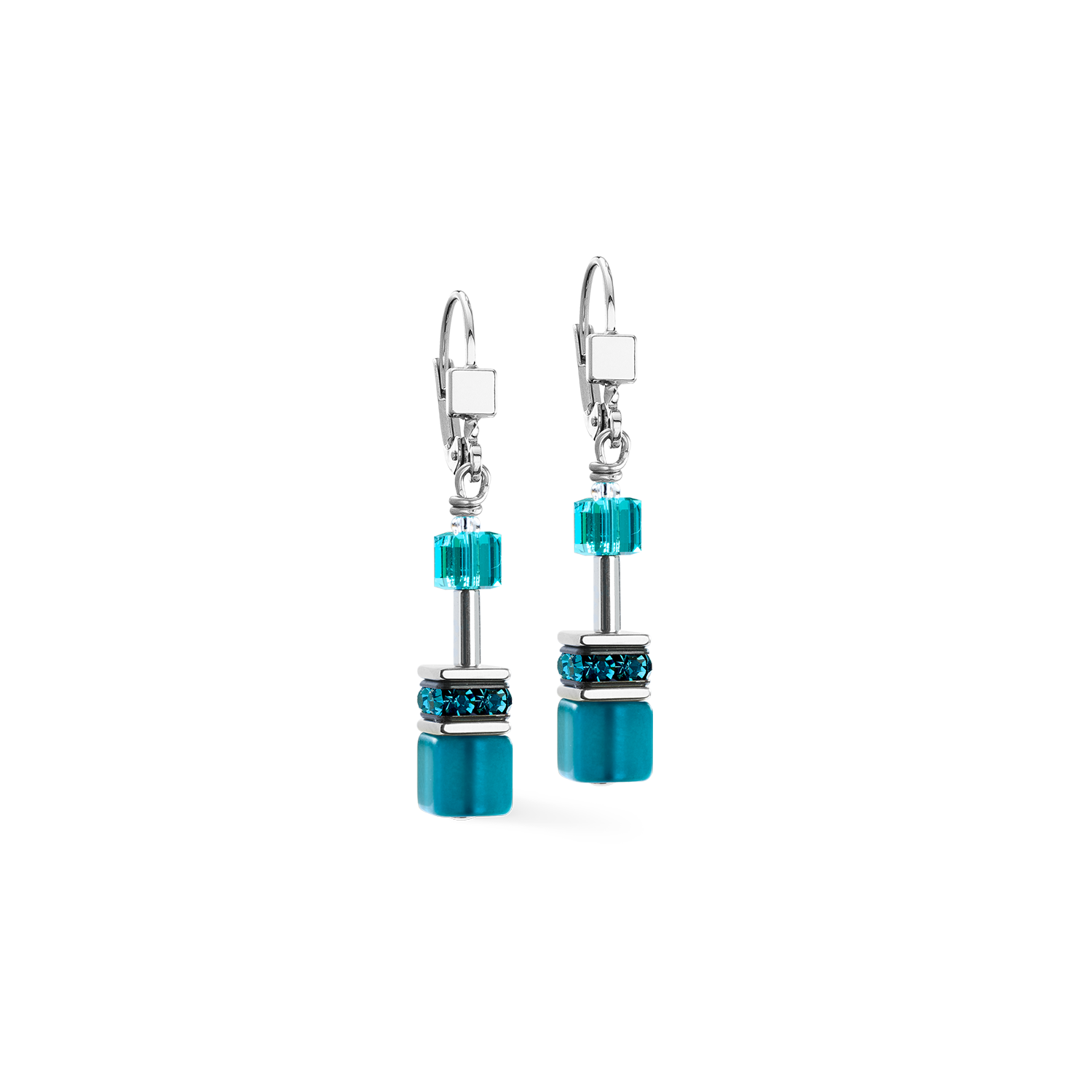 Boucles d'oreilles GeoCUBE® Iconic Teal argent