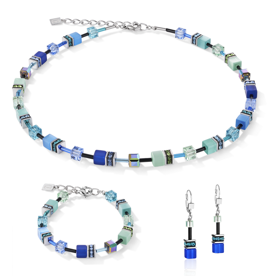 Boucles d'oreille GeoCUBE® bleu-vert