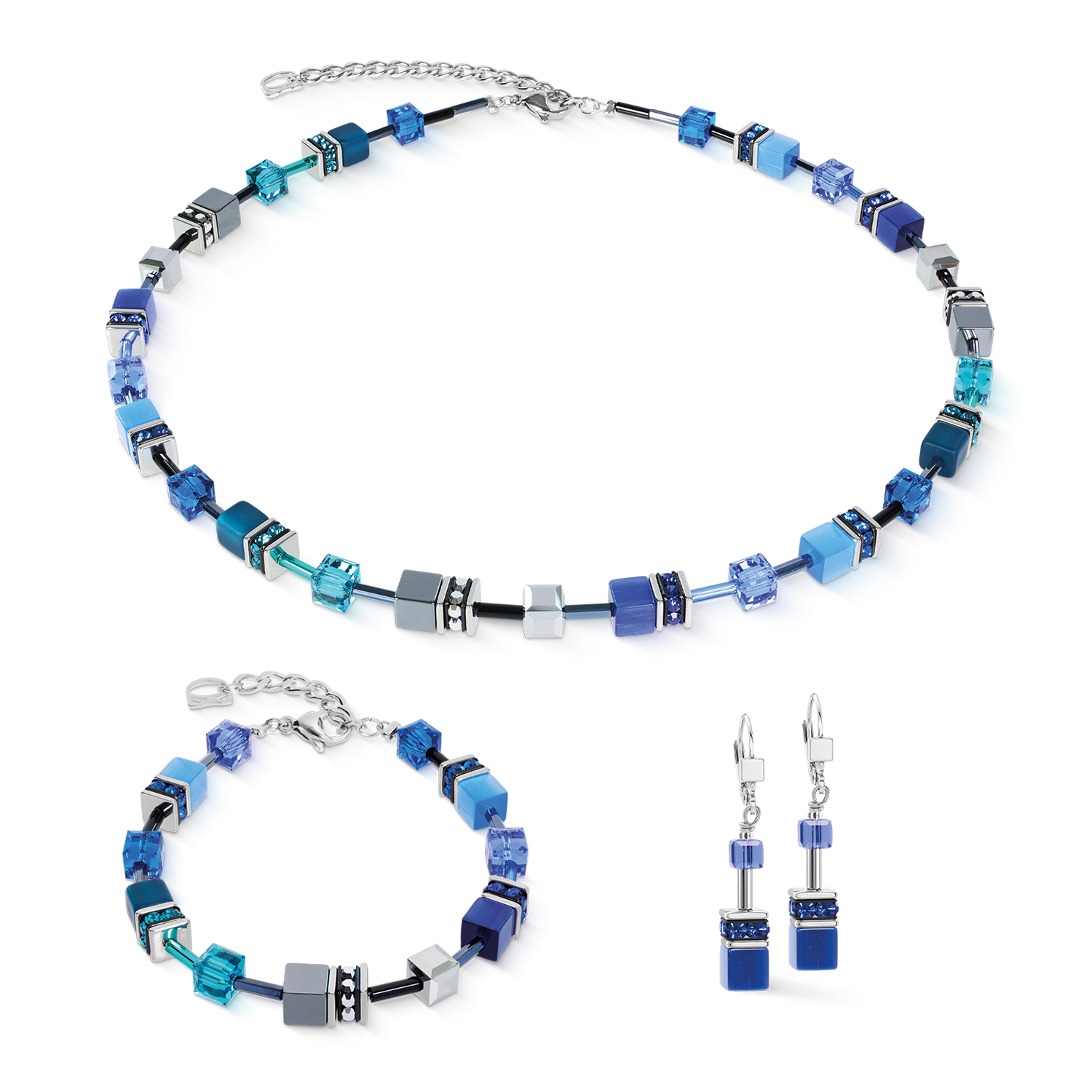 Boucles d'oreilles GeoCUBE® Iconic Azure Spirit argent