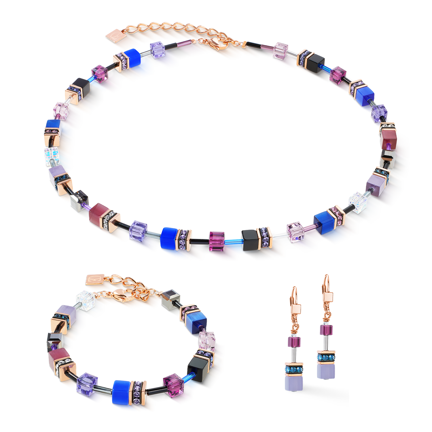 Boucles d'oreilles GeoCUBE® Iconic Blue Moon or rose