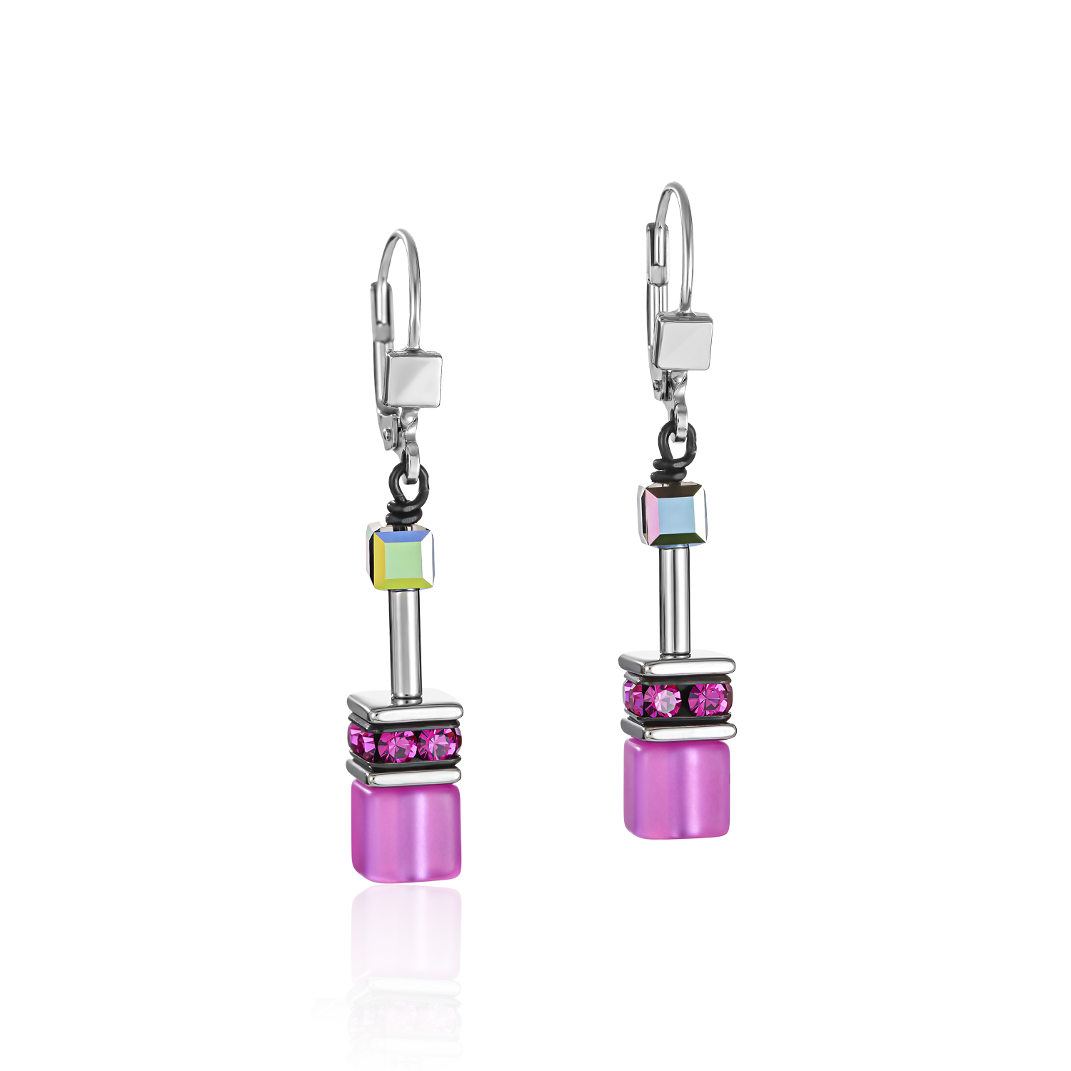 Boucles d'oreille GeoCUBE® rose vif