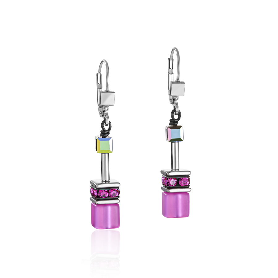 Boucles d'oreille GeoCUBE® rose vif
