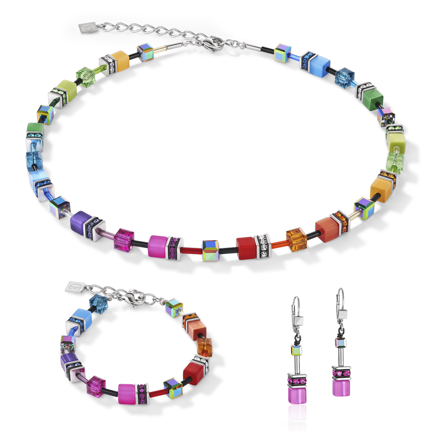 Boucles d'oreille GeoCUBE® rose vif