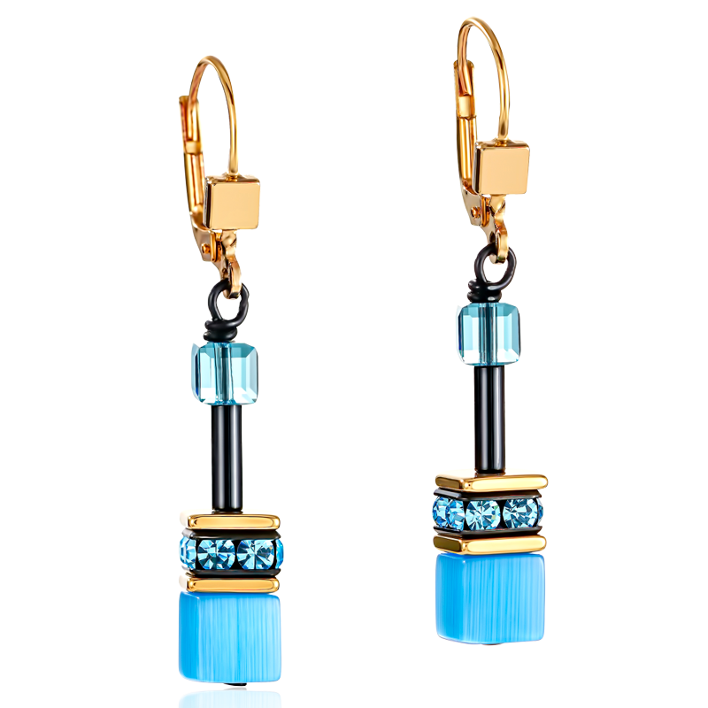 Boucles d'oreille GeoCUBE® multicolore rainbow gold